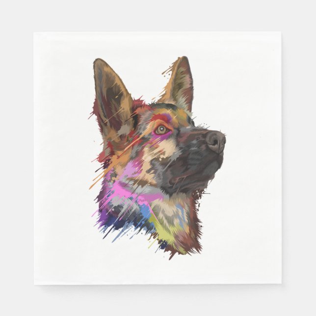 German Shepherd Splash Art  Napkin (Front)