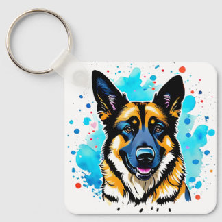 German Shepherd Splash Key Ring