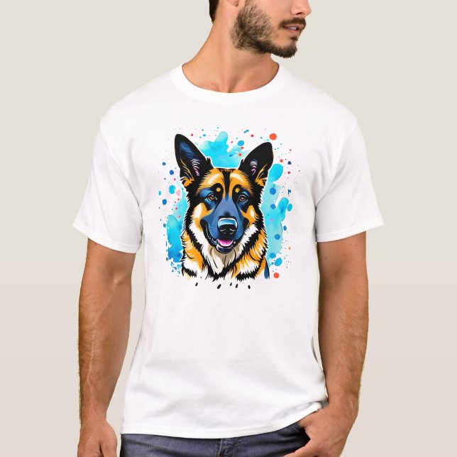 German Shepherd Splash T-Shirt (Front)