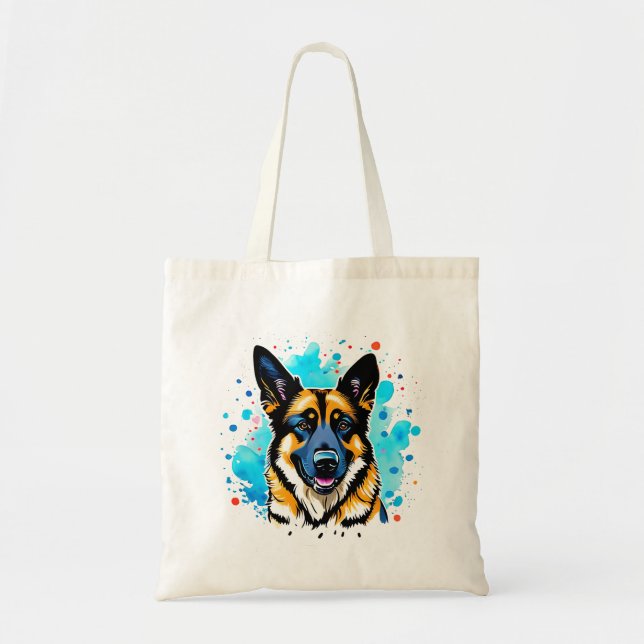 German Shepherd Splash Tote Bag (Front)