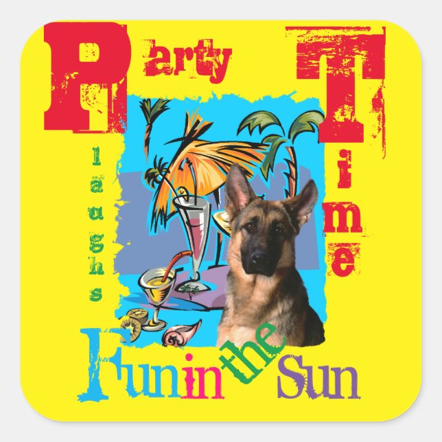 German Shepherd Square Sticker (Front)