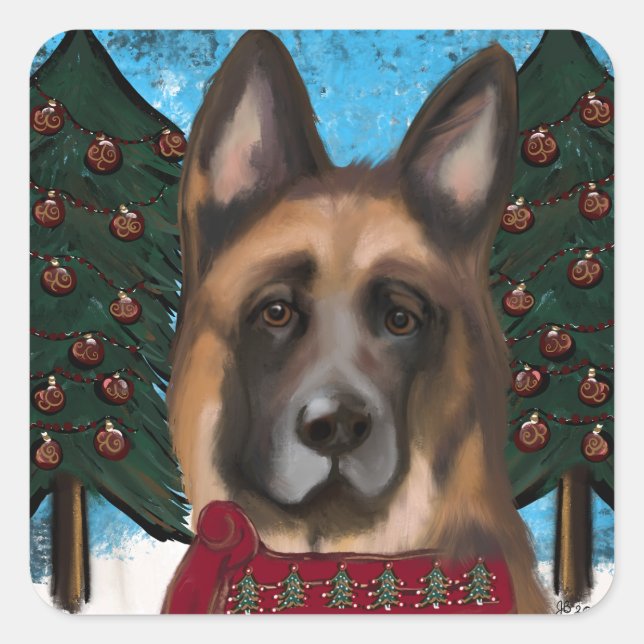 German Shepherd  Square Sticker (Front)