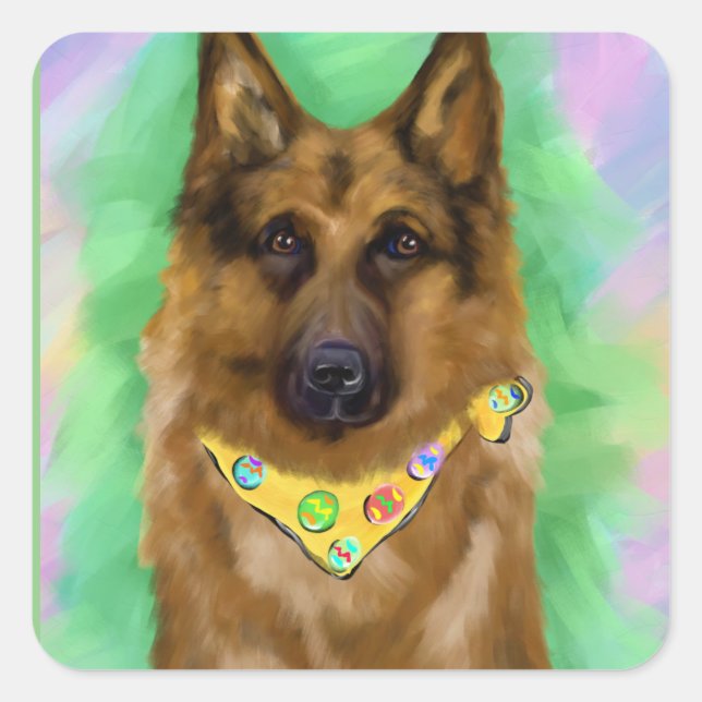 GERMAN SHEPHERD     SQUARE STICKER (Front)