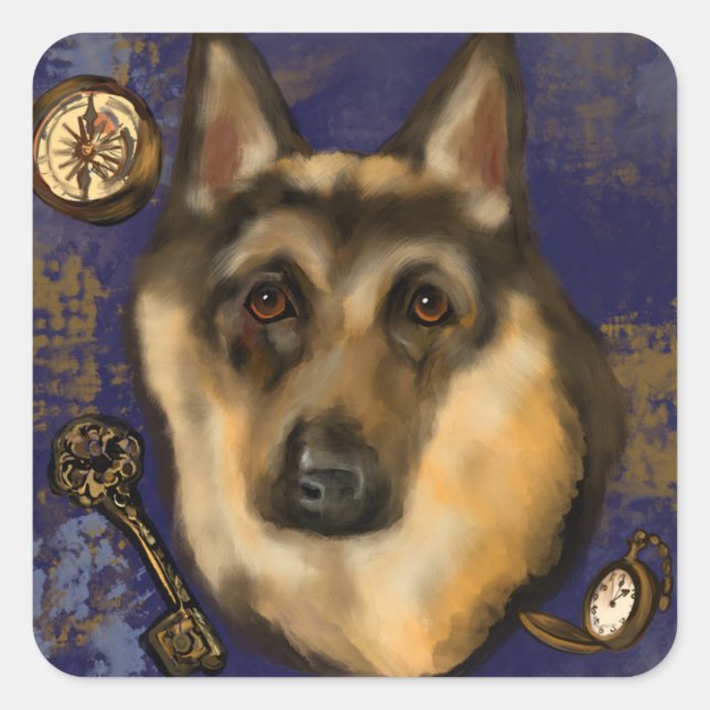 GERMAN SHEPHERD        SQUARE STICKER (Front)