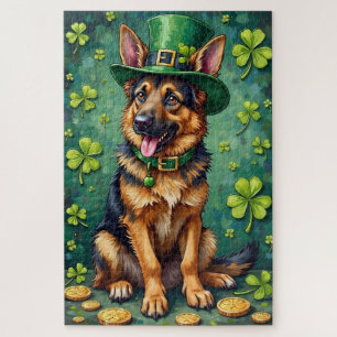 German Shepherd St Patrick’s Day Lucky Dog Jigsaw Puzzle