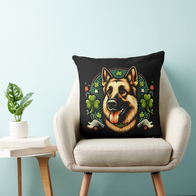 German Shepherd St Patrick's Day Shepherd Dog Gift Cushion (Chair)