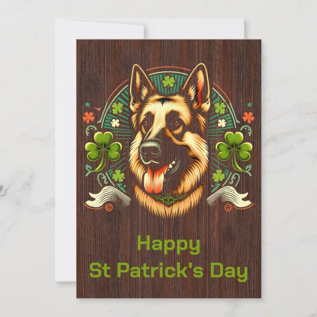 German Shepherd St Patrick's Day Shepherd Dog Gift Holiday Card (Front)