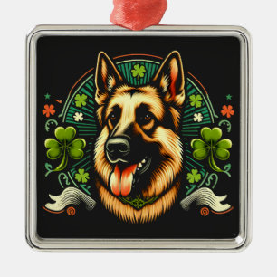 German Shepherd St Patrick's Day Shepherd Dog Gift Metal Tree Decoration