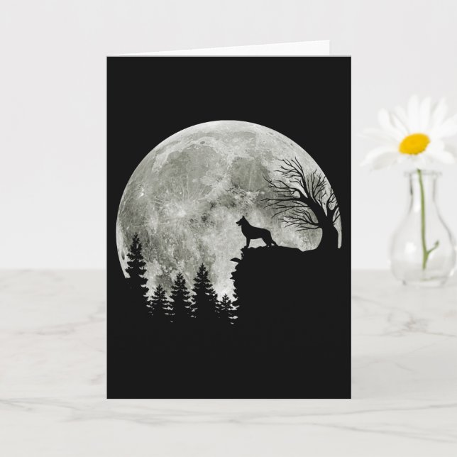  German Shepherd Standing On Mountain Halloween Card (Small Plant)