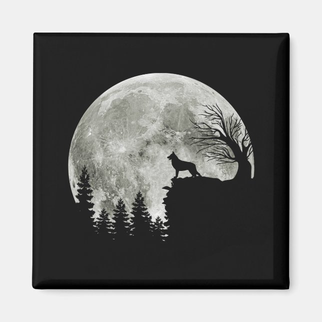  German Shepherd Standing On Mountain Halloween Magnet (Front)