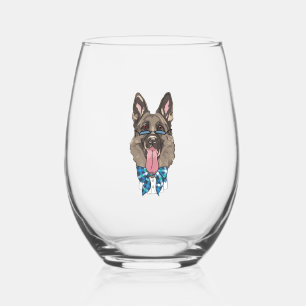 German Shepherd Stemless Wine Glass