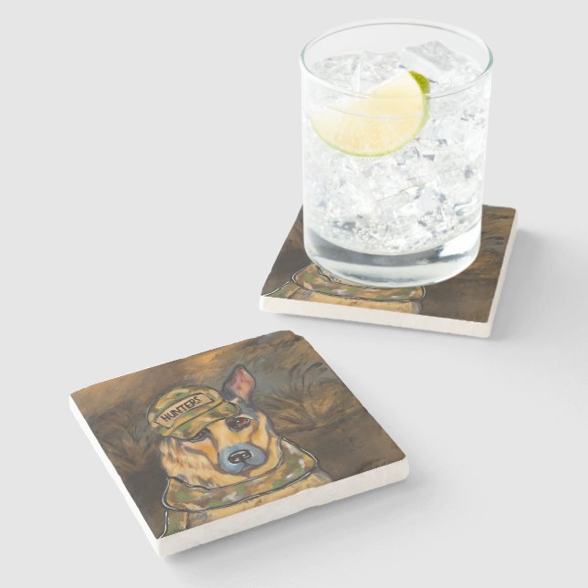 German Shepherd        Stone Coaster (Side)