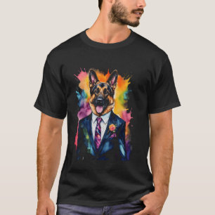 German Shepherd Suit GSD Dog Colourful Funny Print T-Shirt