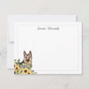 German Shepherd Sunflower Eucalyptus Personalised Card
