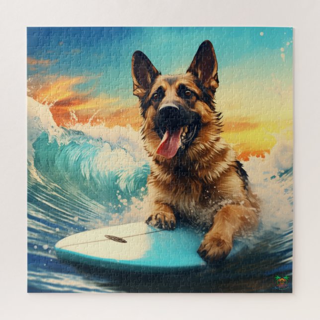 German Shepherd Surfing  Jigsaw Puzzle (Vertical)