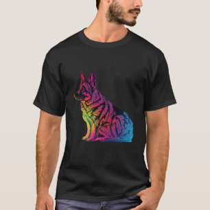 German Shepherd Synthwave 80s Retrowave Aesthetic T-Shirt