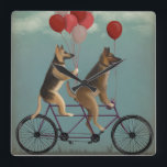 German Shepherd Tandem Square Wall Clock<br><div class="desc">German Shepherd Tandem by Fabfunky. Features German Shepards on a bicycle in a whimsical,  steampunk style.  | 192034D</div>