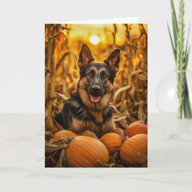 German Shepherd Thanksgiving Holiday Card (Front)