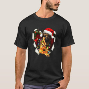 German Shepherd Torn Heart Hat Santa Dog Xmas T-Shirt
