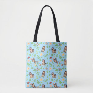 German Shepherd Tote Bag Cute Pastel Floral Dog