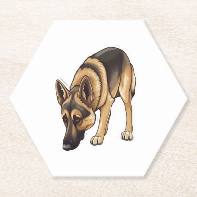 German Shepherd Tracking  Paper Coaster (Front)