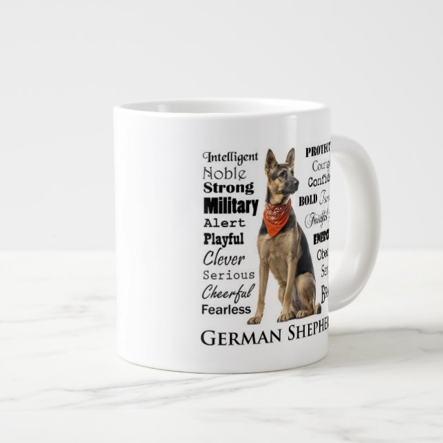 German Shepherd Traits Jumbo Mug (Front Right)