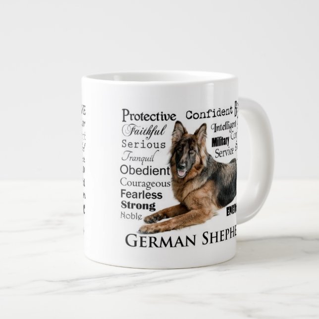 German Shepherd Traits Jumbo Mug (Front Right)