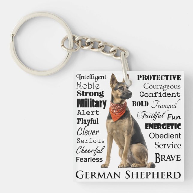 German Shepherd Traits Keychain (Front)