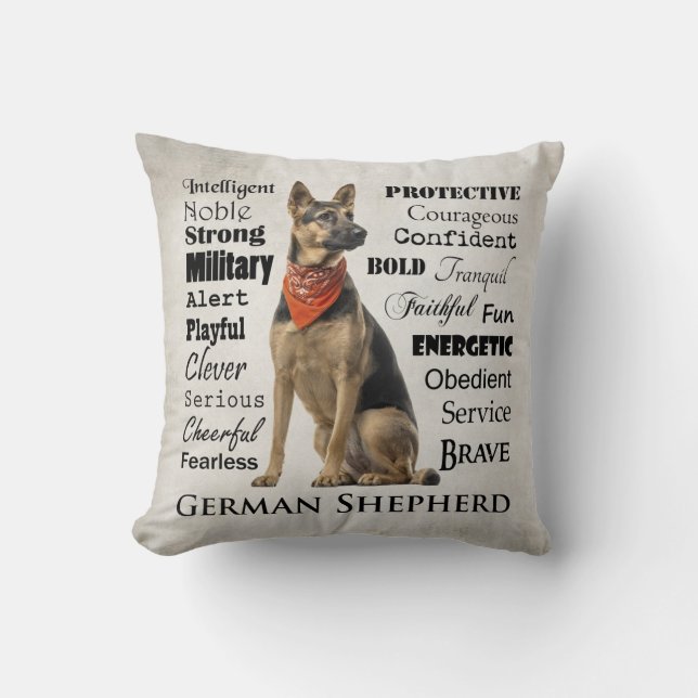 German Shepherd Traits Pillow (Front)
