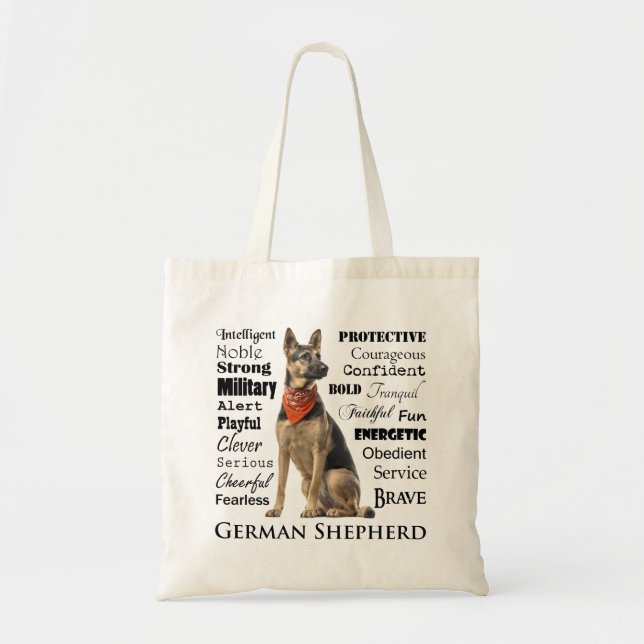 German Shepherd Traits Tote Bag (Front)