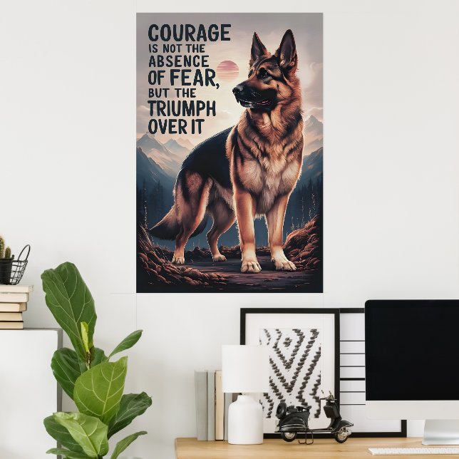 German Shepherd Triumphs Over Fear Poster (Home Office)