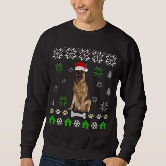 German Shepherd Ugly Christmas-German Shepherd Dog Sweatshirt (Front)