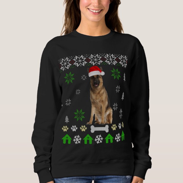 German Shepherd Ugly Christmas-German Shepherd Dog Sweatshirt (Front)