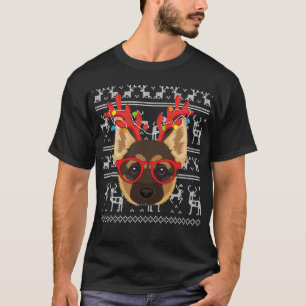 German Shepherd Ugly Christmas Sweater Reindeer Xm