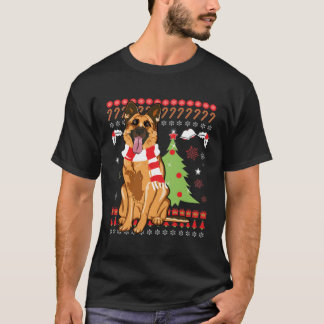 German Shepherd Ugly German Santa Tree For Christm T-Shirt