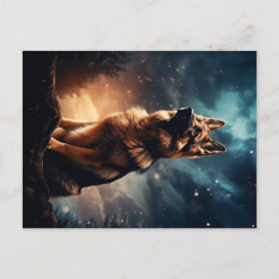 German Shepherd Under Stormy Sky Postcard
