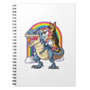 German Shepherd Unicorn Dinosaur T rex Funny Rainb Notebook