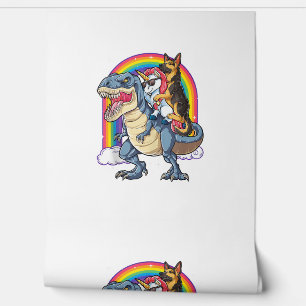 German Shepherd Unicorn Dinosaur T rex Funny Rainb Wallpaper