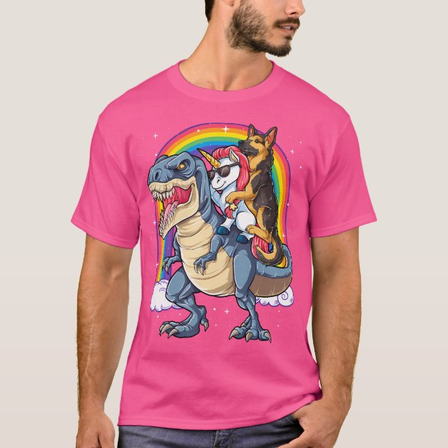 German Shepherd Unicorn Dinosaur T Rex T Shirt Gir (Front)
