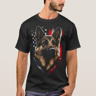 German Shepherd US Flag America USA German Shepher T-Shirt