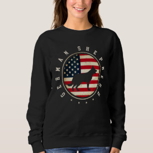 German Shepherd USA Flag 4th July Dog Mum Dad Sweatshirt