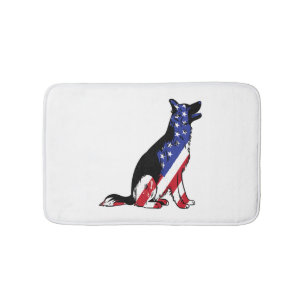 German Shepherd Usa Flag Patriotic Dog  Bath Mat