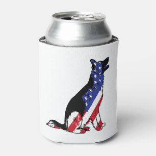 German Shepherd Usa Flag Patriotic Dog  Can Cooler