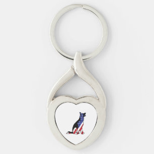 German Shepherd Usa Flag Patriotic Dog Key Ring