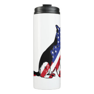 German Shepherd Usa Flag Patriotic Dog Thermal Tumbler