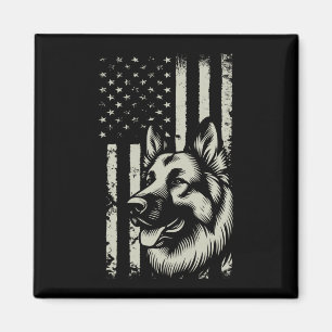 German shepherd usa flag patriotic fourth of july magnet