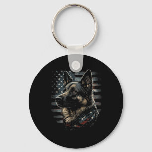 German Shepherd Usa Flag Patriotic Shepherd  Key Ring