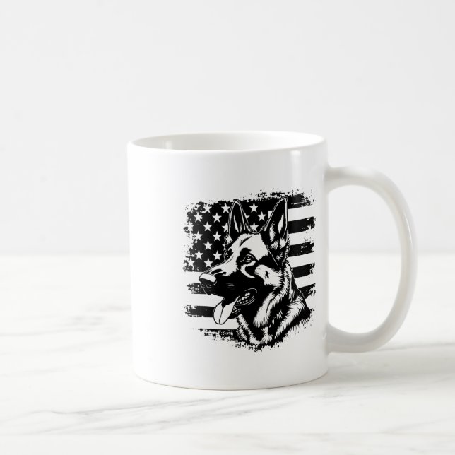 German Shepherd Usa Flag Sungles Patriotic 4th Of  Coffee Mug (Right)