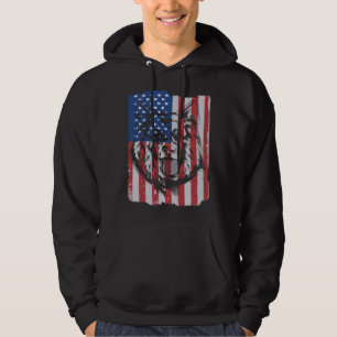 German Shepherd USA Merica Flag Retro Hoodie