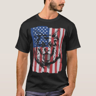 German Shepherd USA Merica Flag Retro T-Shirt